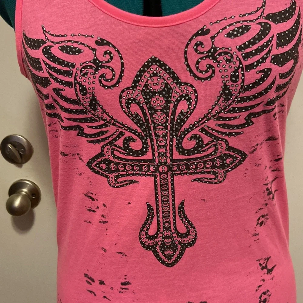JR’s razor cut back tank top large but fits like a small glittery paint front - Picture 4 of 9